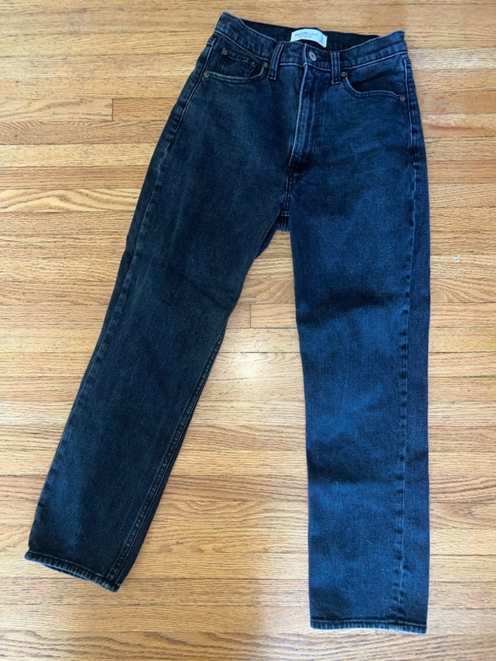 Abercrombie ankle straight ultra high rise Black Jeans ‘curve love’